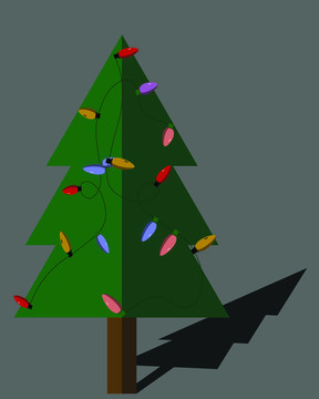 圣诞树扁平化矢量图