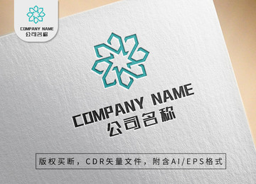 简约八色花朵logo标志设计