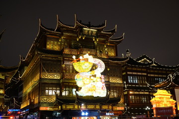 上海城隍庙建筑夜景灯光