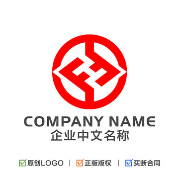 字母FH组合标志中字LOGO