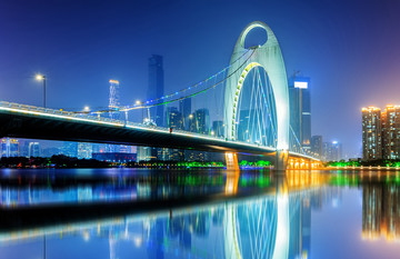 广州珠江新城夜景和猎德大桥