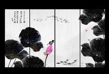 水墨荷花