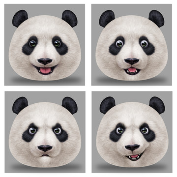 手绘3D萌宠熊猫立体抱枕图案