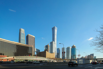 北京CBD城市建筑蓝天白云