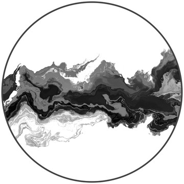 圆形水墨画