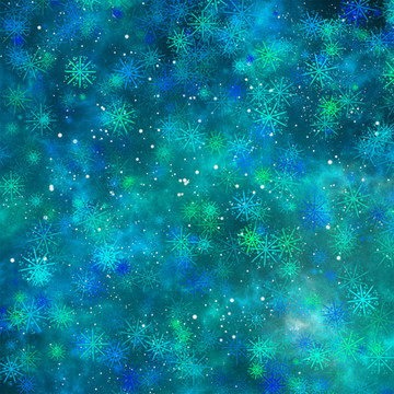 蓝绿色雪花星空图