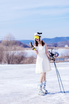 滑雪美女