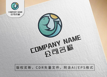 海洋鱼儿logo图腾标志设计