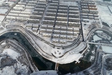白雪覆盖的青州富贵养生苑小区