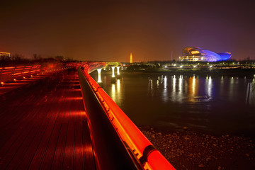 金华燕尾洲彩虹桥夜景