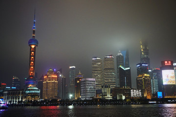 上海夜景陆家嘴建筑东方明珠