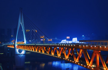 重庆嘉陵江千厮门大桥夜景