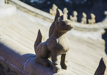 千山五龙宫屋脊兽之海马的雕塑