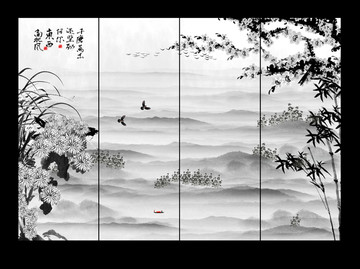 水墨梅兰竹菊