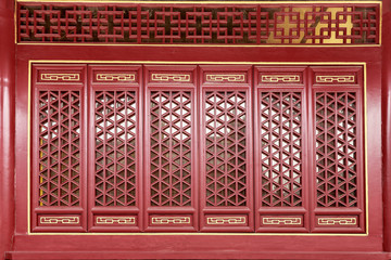 中式古典红色窗