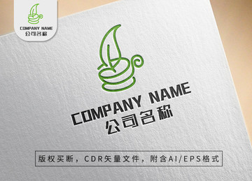 简约树叶茶叶logo绿色生态