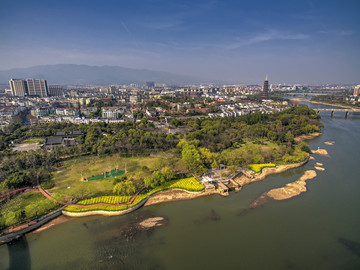 金华八咏码头油菜花航拍