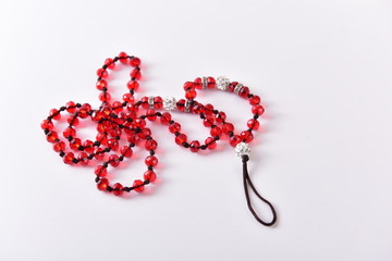 红色水晶手机链纯手工编织