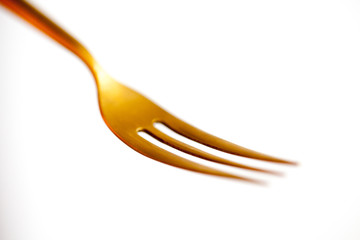 金色的叉子特写