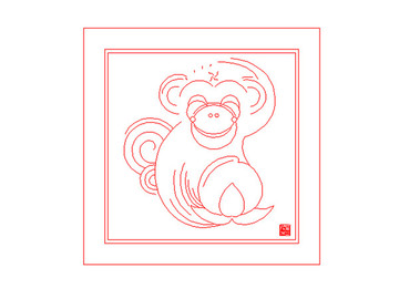 创意十二生肖猴装饰画AI线稿