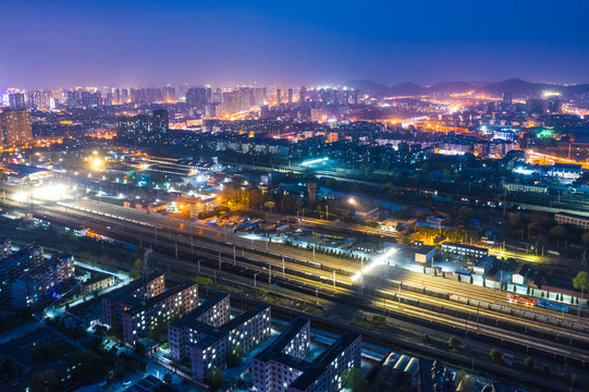 航拍徐州市城市夜景