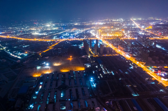 航拍徐州市城市夜景