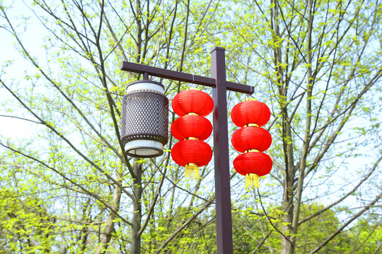 中式红灯笼路灯
