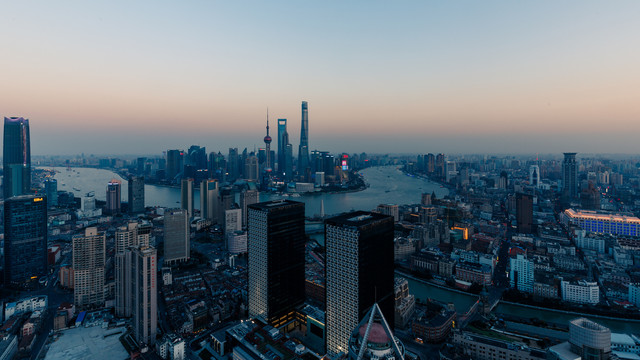 上海浦东黄昏夜景