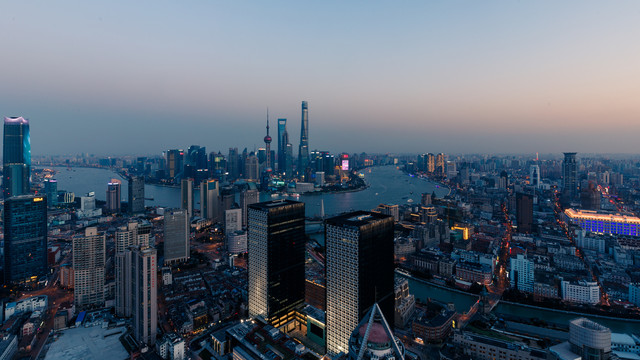 上海浦东黄昏夜景