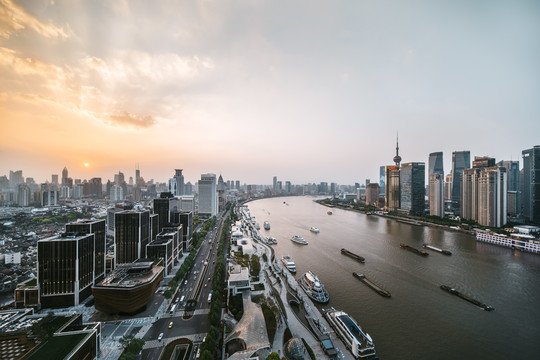 上海浦东黄昏风景