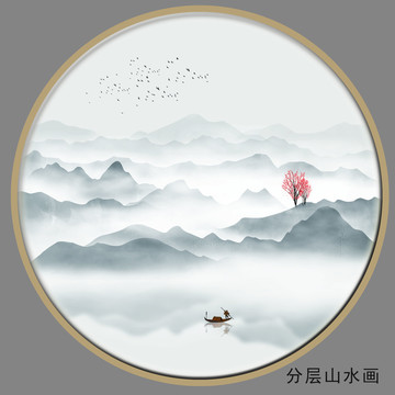 禅意水墨山水画