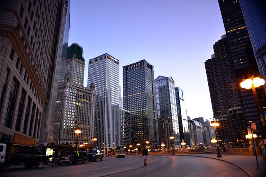 芝加哥街道夜景