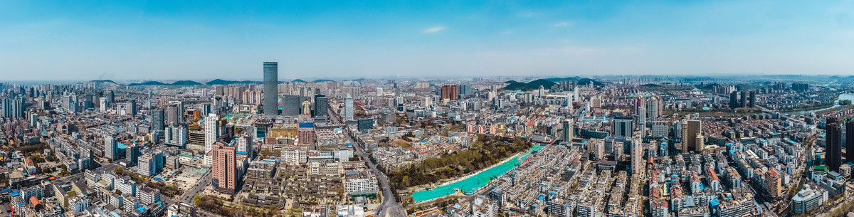 航拍徐州城市中心高清全景接片