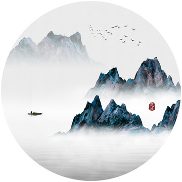 抽象意境水墨山水画
