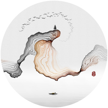 抽象意境水墨山水画