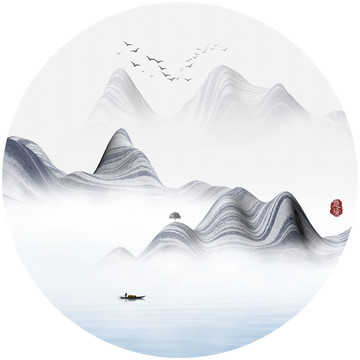 抽象意境水墨山水装饰画