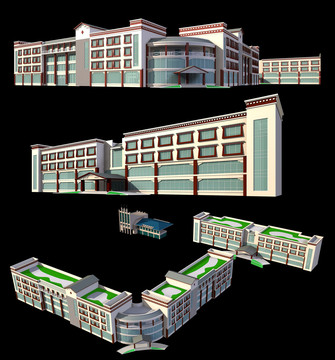 3dmax藏式办公商业建筑