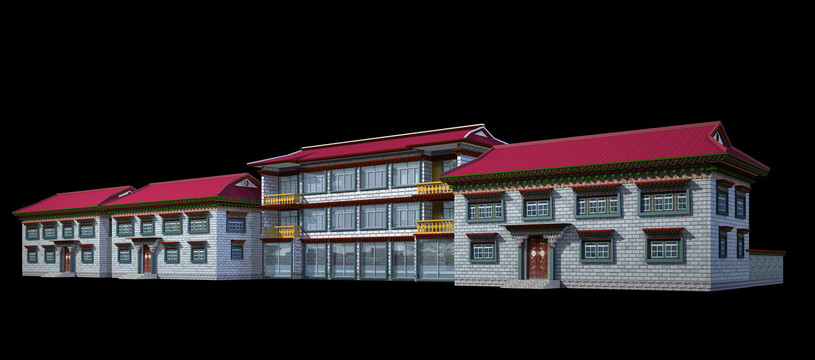 3dma藏式新农村建筑单体1