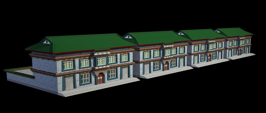 3dma藏式新农村建筑单体2