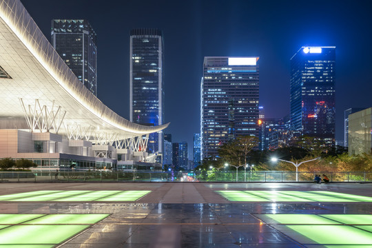 深圳城市夜景建筑街道