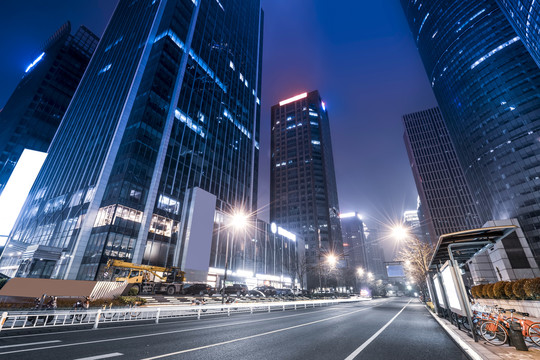 深圳城市夜景建筑街道
