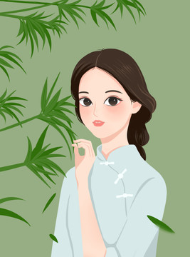 中国风古典美女插画封面