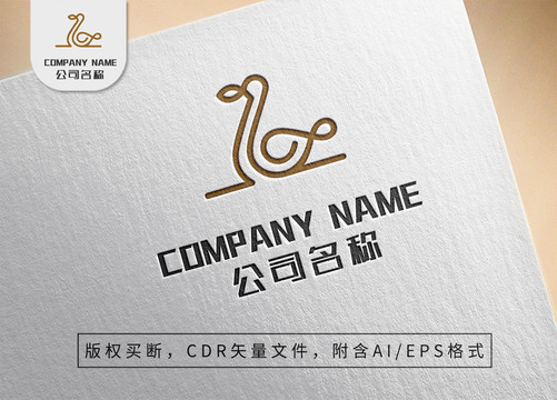 可爱鸭子logo动物游动标志