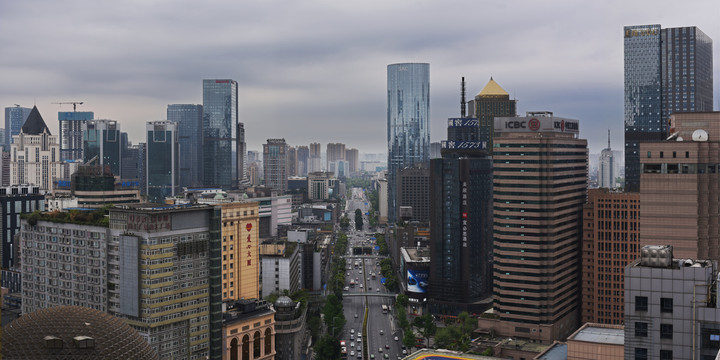 成都春熙路蜀都大厦总府路全景