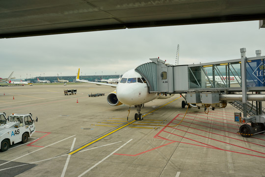 苏黎世国际机场停机坪上的飞机