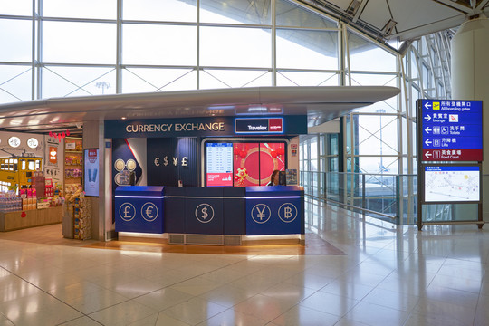 香港国际机场机场大厅货币兑换点