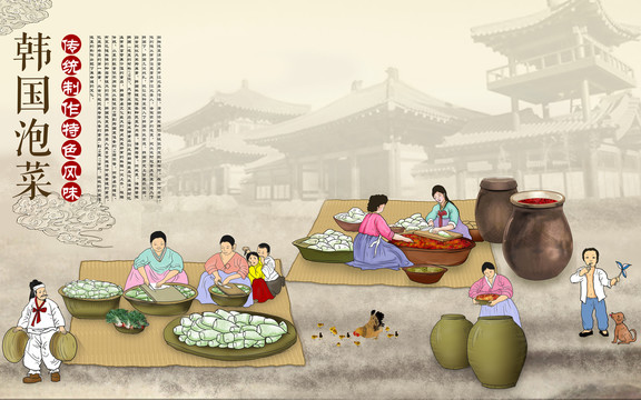 韩式美食壁画韩国泡菜朝鲜民