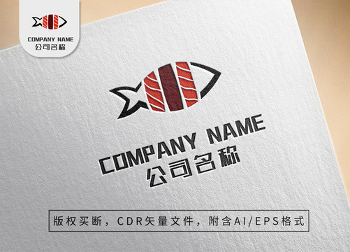 三文鱼logo日料餐厅商标设计