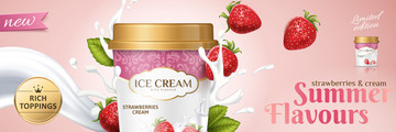 草莓冰淇淋广告横幅