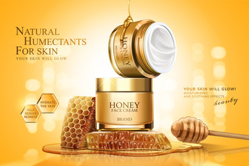 高级蜂蜜成分保养品广告模板设计
